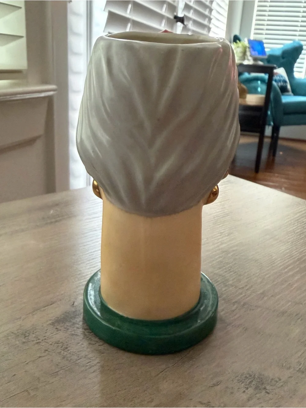 Vintage Ucagco Head Vase: Handpainted Ceramic Lady with pink rose